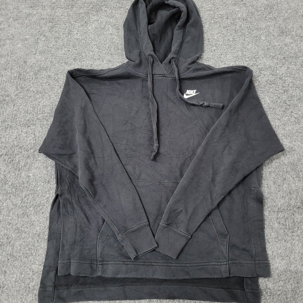 Nike Hoodie Womens Size S Black Relaxed Fit Split Hem Long Sleeve Sweatshirt
